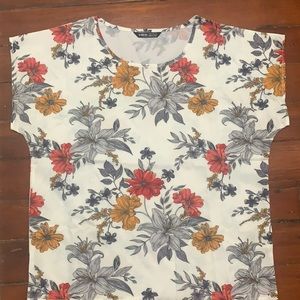 SHEIN floral shirt sleeve blouse.